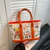 Bolso Tote Graffiti Personalizado de Nicho para Mujer, Nuevo Estilo Primavera 2026, Bolso de Mano Color-Blocking, Bolsa de Compras de Gran Capacidad