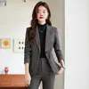 Traje de Lana Gris Oscuro Transfronterizo con Pantalones de Campana para Mujer, Nuevo Ropa de Trabajo Profesional Otoño e Invierno, Chaqueta de Traje Petite