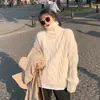 Suéter interno de gola alta macio Nuo feminino outono e inverno novo estilo coreano solto estilo preguiçoso trançado cor sólida blusa de malha para usar por baixo