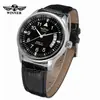 Ganador Moda Casual Masculina Europea y Americana Simple Calendario Mecánico Semiautomático Reloj Blanco Negro