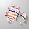Roupa de banho infantil, peça única, manga comprida, protetor solar, secagem rápida, roupa de banho coreana fofa para bebês, primavera quente