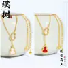 Collar Colgante de Doble Calabaza de Unicornio Incrustado con Circonita para Mujer, Lujo Ligero, Cadena Clavicular de Gama Alta, Accesorio de Cuello de Moda, Exquisito, Versátil