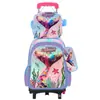 Set de tres piezas para mochila escolar infantil transfronteriza para estudiantes de primaria, puede llevar mochilas con carrito de dos y seis ruedas, lindas mochilas de dibujos animados