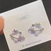 Pendientes pequeños y exquisitos de estilo Mori con forma de luna y estrella azul fresca, combinables con todo, 2024, nuevos pendientes asimétricos de piedra blanca perla.