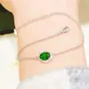 Pulsera de diópsido natural plata 925 chapado en oro blanco tamaño de la piedra principal 6*8mm venta en vivo transfronteriza en Europa y América