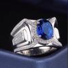 Anillo de Diamante de Alto Carbono Azul Zircón Cara de Huevo Lujo Discreto Anillo de Diamante Zafiro Anillo de Cristal Azul Imitación