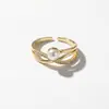 Anillo de Cobre con Circonita de Nuevo Estilo Europeo y Americano Transfronterizo de Lujo Ligero, Anillo Abierto de Espiga de Trigo en Forma de Cruz de Moda para Mujer