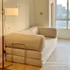 Sofá-Cama Comprimido de Tecido Retrô Sala de Estar Quarto de Apartamento Pequeno Dobrável Removível Lavável Duplo Três Pessoas Uso Duplo Sofá Modular
