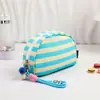 Nueva Bolsa de Maquillaje Rayada con Conchas Organizador Portátil de Artículos de Tocador Bolsa Pequeña de Lavado para Viaje Bolsa de Gran Capacidad