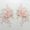 Bordado Tridimensional Flor de Renda com Pedraria de Strass Quente Peça de Renda com Flor Aplique DIY Patch para Roupas Acessórios Decorativos de Renda JX588