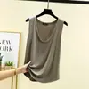 Camisola de Modal con Cuello en U para Mujer, Nueva de Verano, Holgada, Aspecto Delgado, Ropa Exterior, Color Sólido, Sin Mangas, Camiseta Base