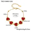 Acero Inoxidable Corazón Cortado Borde de Pan Piedra de Vidrio Bola de Acero Conjunto de Collar Pulsera Aretes Chapado en Oro Real de 18K Que No Se Desvanece