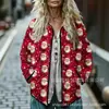 Sudadera de Algodón Acolchada para Mujer Estilo Nuevo 2025 Cuello Alto Floral Retro Rayas Otoño e Invierno Botones Sudadera para Mujer