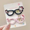 Gafas Lindas de Dibujos Animados de Kt Cat Pinza de Pato Hueca Clips para Flequillo Lado del Cabello Accesorios para el Cabello de Dibujos Animados Corazón Dulce de Chica