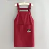 Avental Curto para Mulheres com Suspensórios, Sem Mangas, para Uso na Cozinha, Confortável, Respirável, com Bolsos Grandes, Resistente a Manchas, Design Vertical Risca Adulto