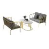 Sofá moderno minimalista de ferro dourado de luxo leve para lojas de roupas, poltrona de sofá individual famosa na internet, conjunto de sofá e mesa de centro para sala de estar