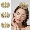 Corona de Novia Europea y Americana Diadema Colorida de Pedrería Transfronteriza Corona de Plástico Barroca Accesorios para Vestido de Boda Accesorios para el Cabello