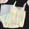 [Algodón Yunduo] Peishi de Abanico # Suéter de Verano para Mujer Ropa de Casa con Almohadillas en el Pecho y Camisones