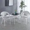 Juego de tres piezas de silla de ratán para balcón, mesa de centro y sillas para ocio, uso doméstico, combinación de mesa de té para patio, silla de ratán al aire libre con respaldo