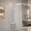 Set de ducha de belleza de lujo con pantalla digital inteligente de eje cuadrado en color gris plomo, sistema de ducha completo para el hogar con cabezal de ducha que aumenta la presión