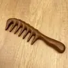 Peine de Sándalo Dorado, Peine de Sándalo Negro, Peine Masajeador de Dientes Anchos y Espaciados, Peine Meridianos para Cabello Rizado, Caja de Regalo con Logo Grabado