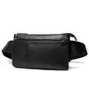 Bolsa Pequena de Ombro Quente da Amazon Couro Genuíno Bolsa Transversal Peitoral Masculina Bolsa de Pele de Ovelha Múltiplos Compartimentos Bolsa de Cintura Esportiva Atacado