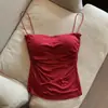 Camisola sexy y seductora de nailon de alta calidad con fruncidos para mujer, top interior de tirantes finos para verano, estilo dulce y picante, top sin mangas