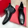 Zapatos de hombre de alta calidad botas de hombre zapatos de cuero patrón de cocodrilo piel de vaca botas de trabajo cuero genuino pulido botas altas estilo Martin casual de negocios