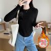Camiseta de Manga Larga Irregular con Dobladillo Curvo, Cuello Redondo, Terciopelo con Hilo, para Mujer, Principios de Otoño e Invierno