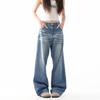 OREETA Jeans Lavados Retro Cat's Crease 2024 Marca de Moda Pierna Recta Pierna Ancha Jeans High Street