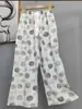 Pantalones de pijama de algodón para mujer, verano, finos, estampados, casuales, de pierna ancha, pueden usar mujeres embarazadas, comercio exterior, pantalones de talla grande