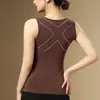 Chaleco de plumón de ganso blanco, lana y acrílico 9932, Capa interior Otoño/Invierno, Generador de calor, Realza la cintura, Doble calor, Top sin sujetador para mujer