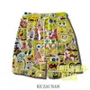 Nuevos pantalones cortos de bebé de esponja para hombre, verano, holgados, para casa, pijama, pantalones casuales, pareja, moda playera para hombre