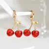 Pendientes de Fruta Cereza para Chica Dulce Coreana Estilo Dulce Fresco de Lujo Ligero Gama Alta Pendientes Personalizados Exquisitos