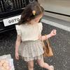 Traje de niña estilo coreano verano estilo occidental dulce floral sujetador pantalones moderno celebridad de internet top de manga corta con volantes traje de dos piezas moda