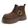 Retro Nuevo Elegante Suela Gruesa Otoño 2026 Plataforma que Aumenta la Altura Birkenstock Versátil Botines de Caña Baja Moda Dr. Botas Martens Mujer