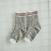 Z089 Calcetines para Niños al por Mayor Calcetines con Puño Rayado Lisos de Primavera y Verano Calcetines Lisos Sencillos de Algodón para Niños y Niñas