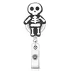 Carrete de Insignia Telescópico Giratorio de Vacaciones Tirón Fácil con Hebilla de Tirón Fácil Calavera de Halloween de Acrílico con Purpurina Gato Negro