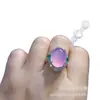 Atacado do Fabricante Anel de Luxo Feminino Banhado a Prata Ice de Alta Qualidade com Inlay de Calcedônia Verde Anel Feminino com Face de Ovo Grande de Ágata Joias