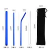 Amazon transfronterizo acero inoxidable 304 pajilla color titanio plateado café té de leche bebida pajilla metálica extendida juego