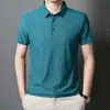 Camiseta Polo Masculina de Seda Gelada Sem Costura Urbana Business Gola Lapela Cor Sólida Simples Camiseta de Ar Condicionado para Pai Camisa de Funcionário