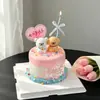 Decoración para Pastel Feliz Día de San Valentín Qixi Acrílico Topper Tarjeta de Corazón Adorno de Cachorro Sentado de Goma Blanda