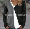 2025 Talla Grande Popular Europeo y Americano Cuello en V Manga Larga Holgada Camisa de Mujer Tops Son Superventas Transfronterizas