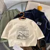 Camiseta infantil de manga comprida, novos estilos de primavera e outono, tops da moda para meninos e meninas, camiseta básica versátil casual de desenho animado