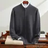 2025 Nuevo Suéter Chaqueta de Cachemira para Hombre con Cremallera Cuello Alto Engrosado Cálido de Cuello Semi Alto Cardigan de Suéter de Cachemira