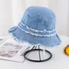 Sombrero de Cubo de Mezclilla Lavada Deshilachada Estilo Japonés para Mujer, Nuevo Modelo Verano 2025, Ala Ancha, Adelgazante, Versátil Casual