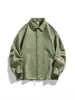 Chaqueta casual de punto gofre para hombre, nuevo estilo primavera y otoño, corte holgado, cuello camisero, manga larga, estilo workwear vintage a la moda