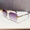 Gafas de sol cuadradas sin montura nuevas de marca europea y americana para mujer, a la moda y de alta gama, con patillas metálicas de cabeza de leopardo