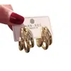 Brincos de Argola Metálica com Três Anéis Estilo Irmã Mais Velha Chaoying Chen Shuting para Mulheres Brincos Elegantes Coreanos com Design em Forma de C para Mulheres