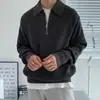 Suéter com Meio Zíper Estilo Estrangeiro Masculino Outono e Inverno Estilo Quente Estilo Coreano Gola Reversível Suéter de Tricô Cor Sólida Solto Casual Top Dropshipping